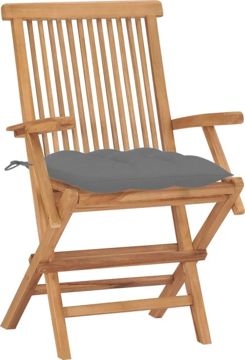 Καρέκλα Ξύλινη Teak / Γκρι 2τμχ