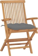 Καρέκλα Ξύλινη Teak / Γκρι 2τμχ