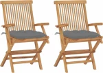 Καρέκλα Ξύλινη Teak / Γκρι 2τμχ