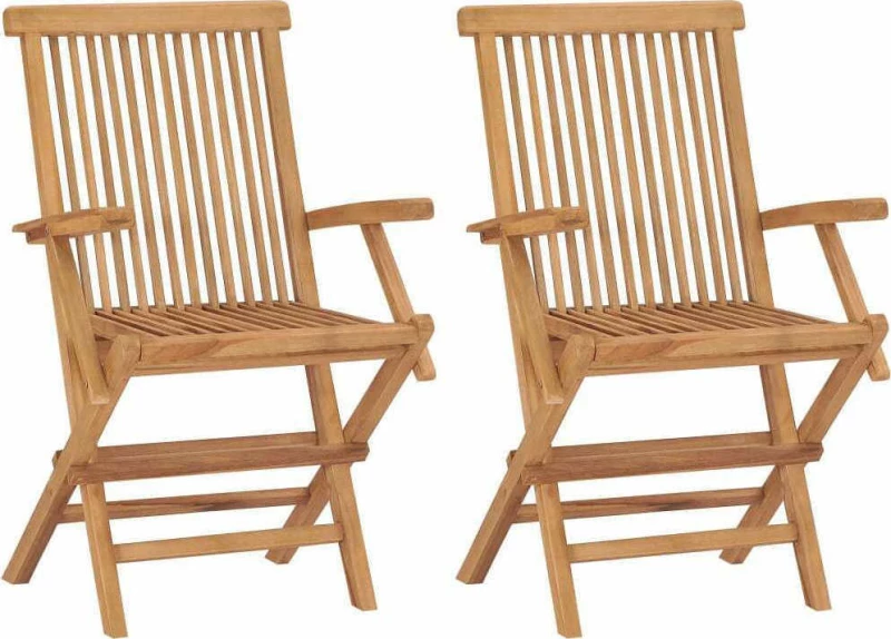 Καρέκλα Ξύλινη Teak / Γκρι 2τμχ