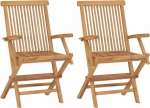 Καρέκλα Ξύλινη Teak / Γκρι 2τμχ