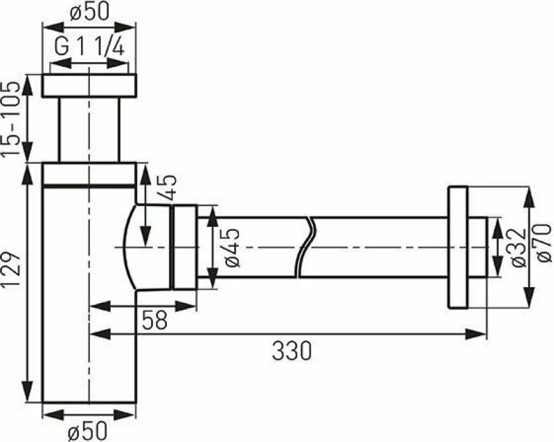 Ferro S282NC - Σιφώνι Νιπτήρα Σατινέ Οβάλ