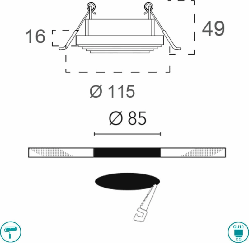 Fan Europe Γύψινο Σποτ Χωνευτό GU10 11.5x11.5cm Λευκό