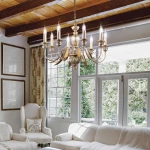 Ideal Lux Πολυέλαιος 8xE14 Ø64cm με Κεράκια Χρυσός 020839