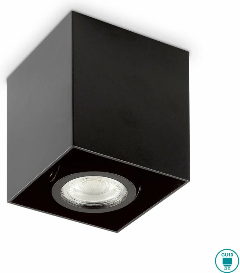 Ideal Lux Mood D09 Square Μονό Σποτ με Ντουί GU10 σε Μαύρο Χρώμα