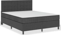 Boxspring Κρεβάτι Διπλό Ύφασμα Σκούρο Γκρι Με Στρώμα / χωρίς Ποδαρικό / Με Τάβλες 160x200cm