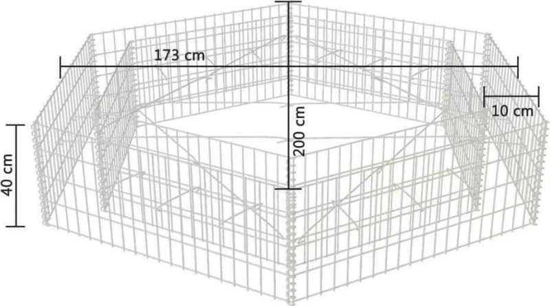 Συρματοκιβώτιο Γλάστρα Εξάγωνο 200x173x40cm 142536