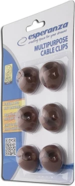 Esperanza Multipurpose Cable Clips Καφέ 6τμχ