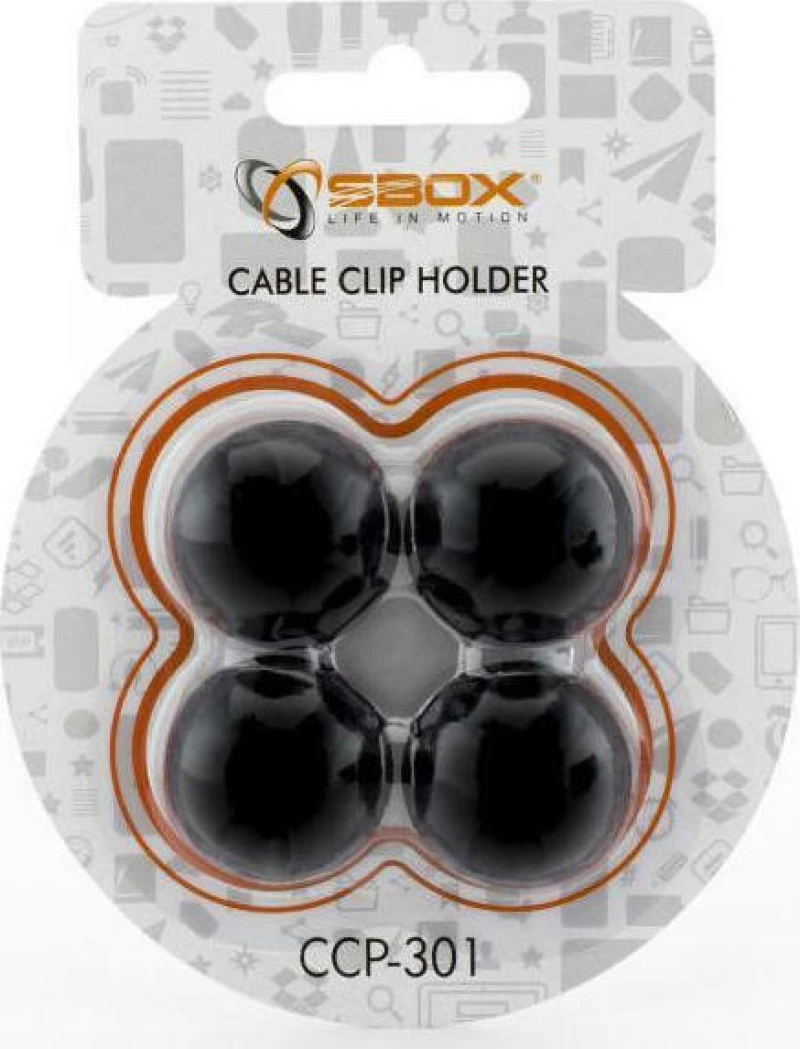 Sbox CABLE CLIP HOLDER Μαύρο 4τμχ
