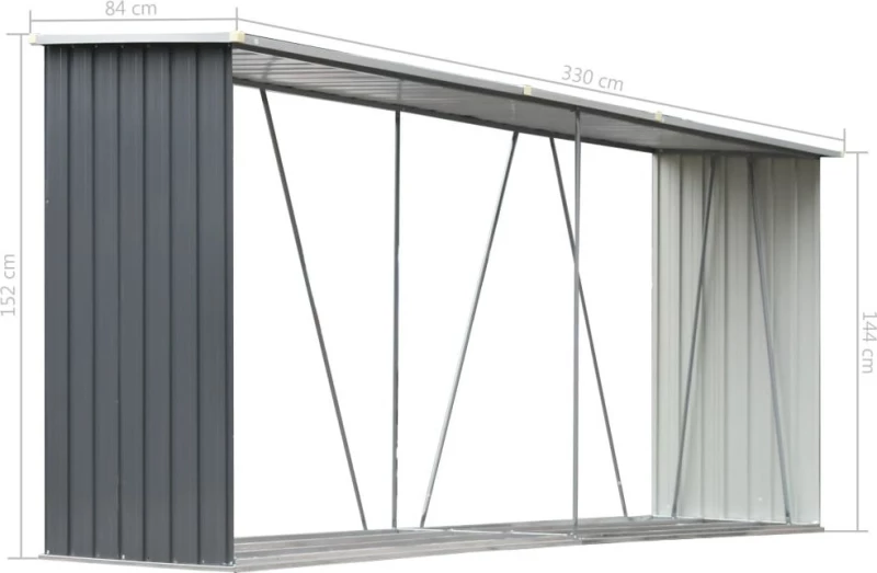 Μεταλλική Αποθήκη Ξύλων 3.3x0.84x1.52m