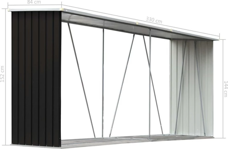 Μεταλλική Αποθήκη Ξύλων 3.3x0.84x1.52m