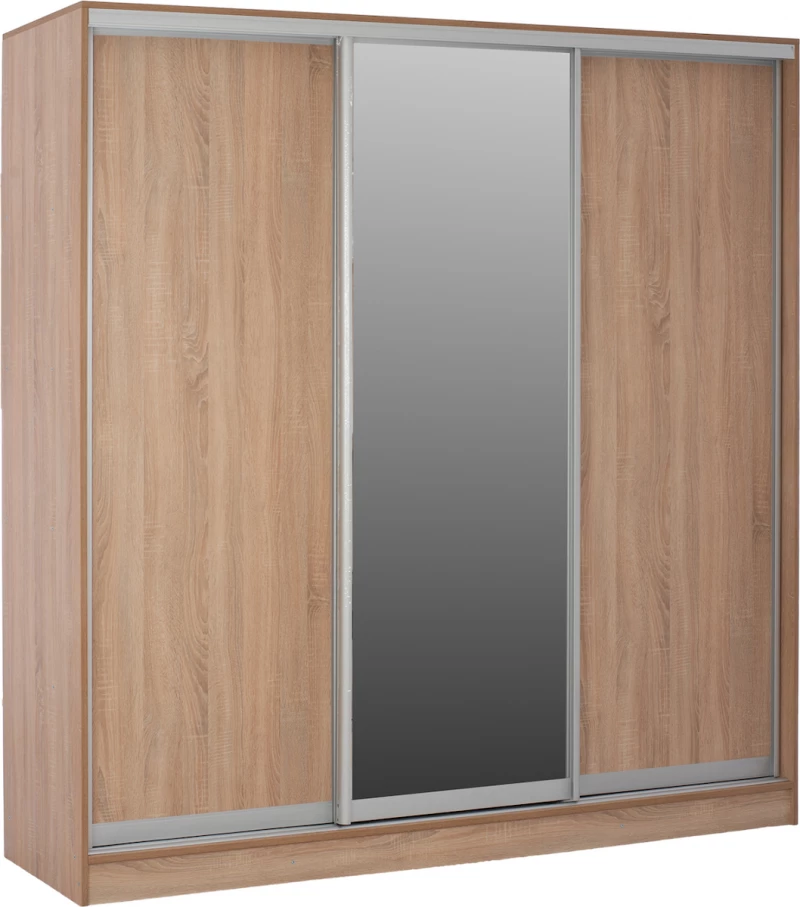 Ντουλάπα Συρόμενη με Καθρέφτη Sonoma Oak 200x60x210cm