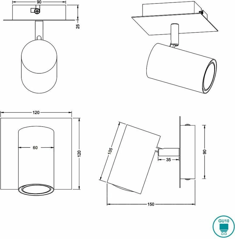Trio Lighting Marley Μονό Σποτ με Ντουί GU10 σε Ασημί Χρώμα