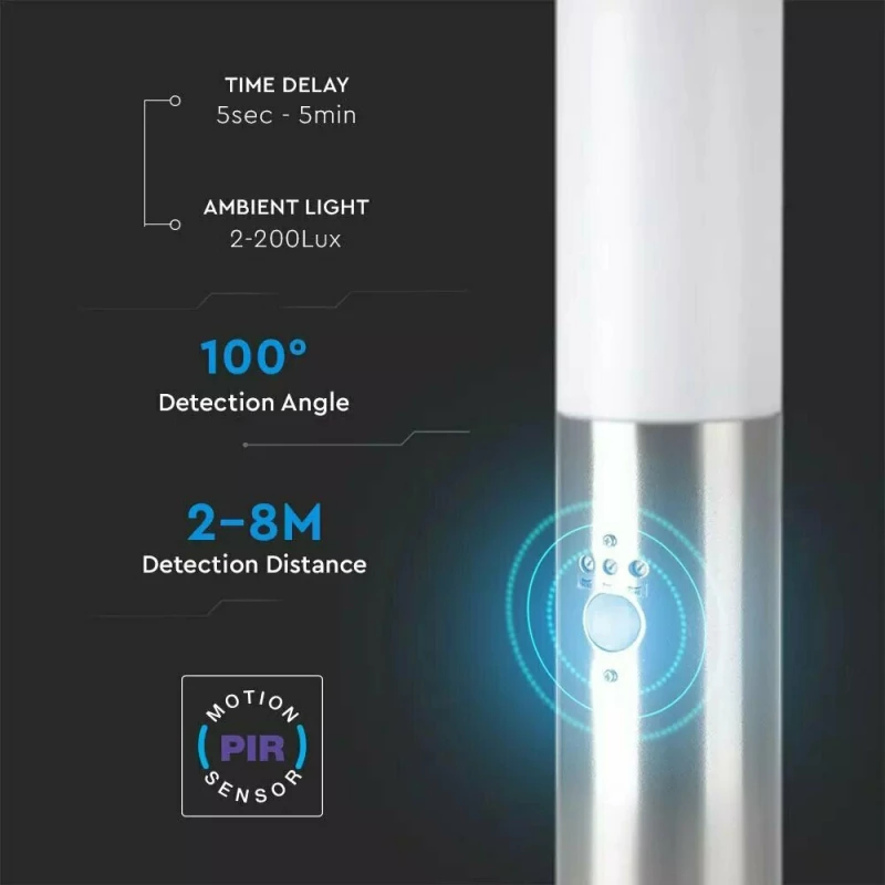 V-TAC Εξωτερικό Φωτιστικό Δαπέδου Ασημί IP44 E27 45cm 8964