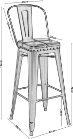 Σκαμπό Μπαρ Μεταλλικό Relix Ε5209P,10