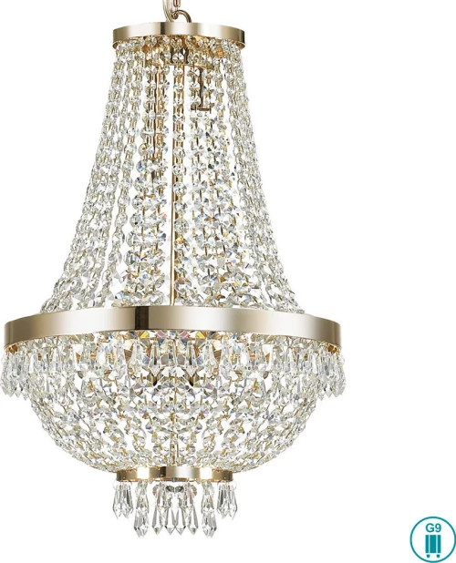 Ideal Lux Πολυέλαιος 6xG9 Ø38cm με Κρύσταλλα Χρυσός 114729