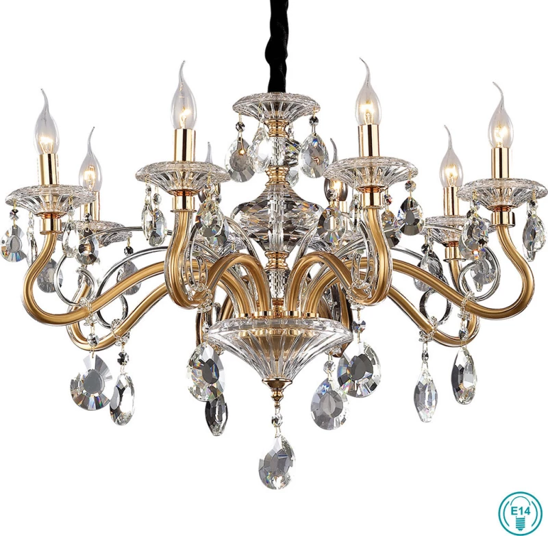Ideal Lux Πολυέλαιος 8xE14 Ø5cm με Κεράκια Χρυσός 087764
