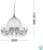 Ideal Lux Πολυέλαιος 12xE14 Ø95cm με Κεράκια Λευκός 097664