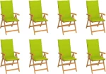 Καρέκλα Ξύλινη Teak / Φωτεινό Πράσινο 8τμχ