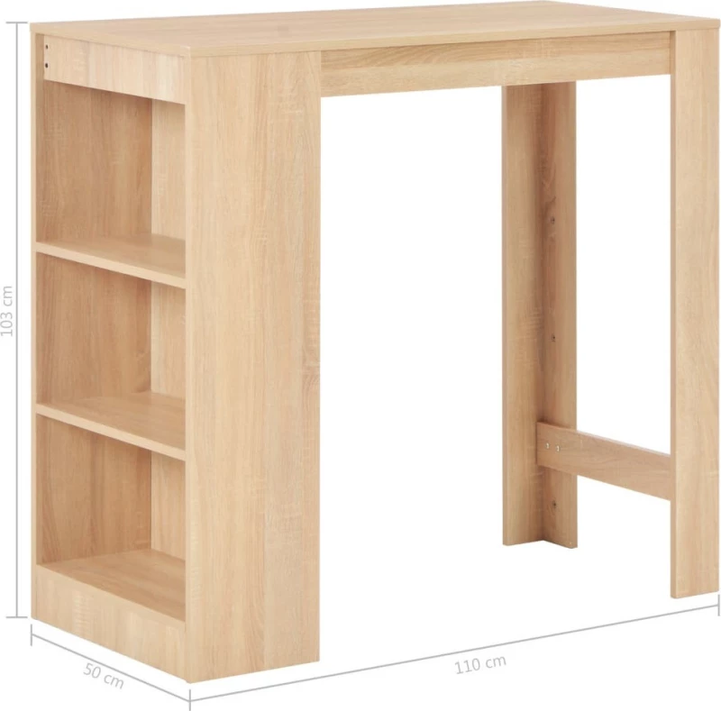 vidaXL Τραπέζι Μπαρ με Ράφια Χρώμα Δρυός 110 x 50 x 103 εκ.
