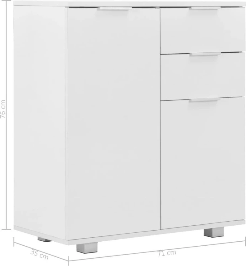 Μπουφές Ψηλός Γυαλιστερός Λευκός 71 x 35 x 76 εκ. Μοριοσανίδα