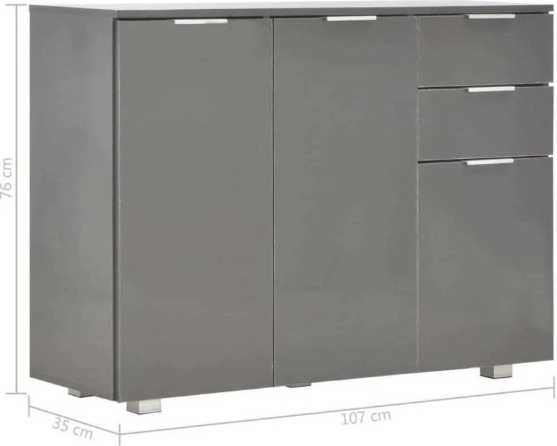 Μπουφές Γυαλιστερός Γκρι 107 x 35 x 76 εκ.