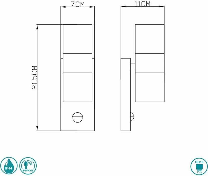 Globo Lighting Style Επιτοίχιο Εξωτερικό Φωτιστικό Ασημί 3201-2SL