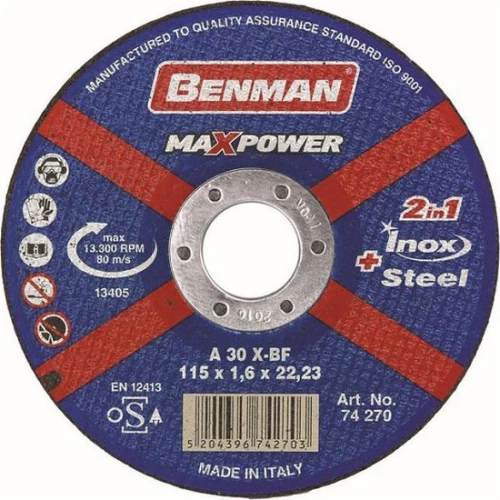 Benman Δίσκος Κοπής Σιδήρου 74272 180mm