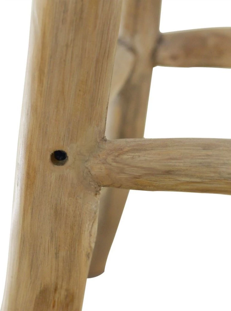 vidaXL Σκαμπό Μπαρ από Γνήσιο Δέρμα / Μασίφ Ξύλο Teak