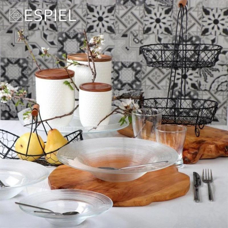 Espiel Circle Πιάτο Βαθύ Γυάλινο Διάφανο με Διάμετρο 24cm