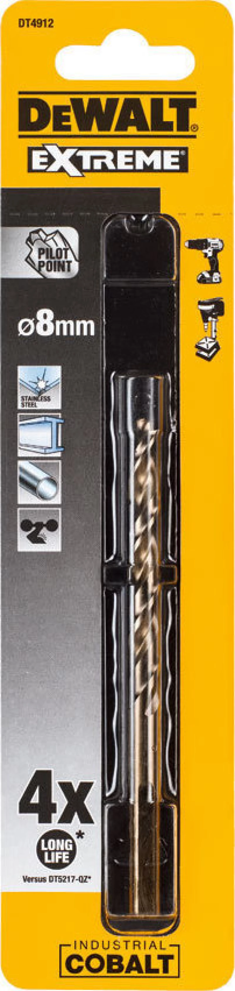 Dewalt Τρυπάνι Κοβαλτίου για Μέταλλα HSS-CO 8.0mm DT4912 1τμχ