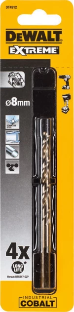 Dewalt Τρυπάνι Κοβαλτίου για Μέταλλα HSS-CO 8.0mm DT4912 1τμχ