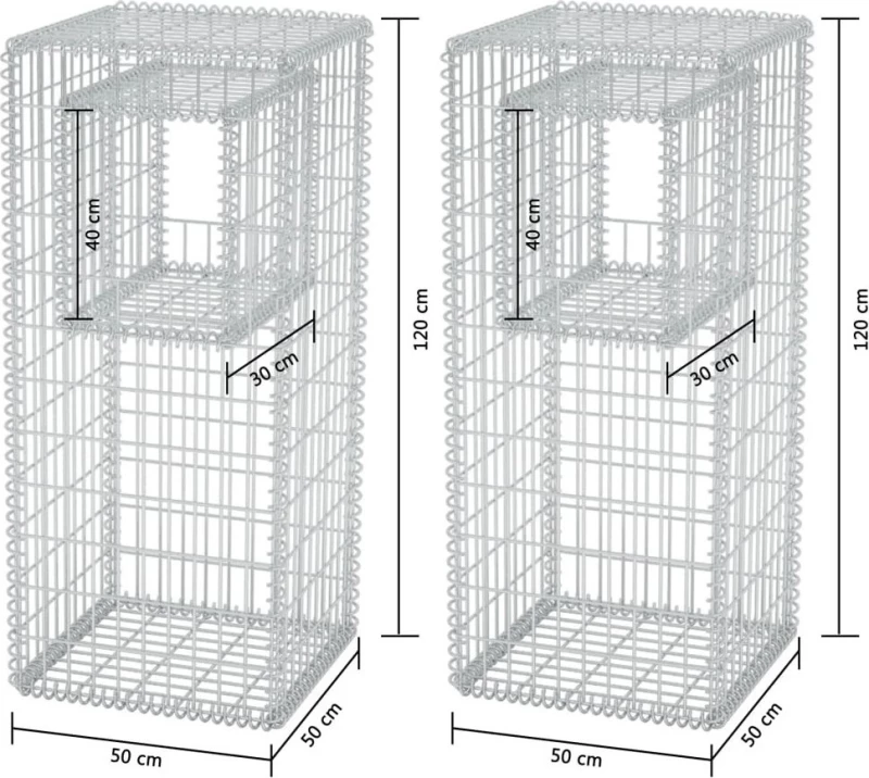 Συρματοκιβώτια Στύλοι/Γλάστρες 2τμχ 50x50x120cm 142544