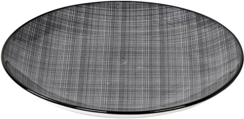 Espiel Linea Πιάτο Ρηχό Κεραμικό Μαύρο Καρό με Διάμετρο 23cm 6τμχ