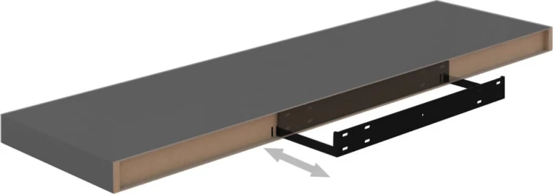Ράφι Τοίχου S/4 Γυαλιστερό Γκρι 90x23.5x3.8cm