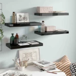 Ράφι Τοίχου S/4 Γυαλιστερό Μαύρο 50x23x3.8cm