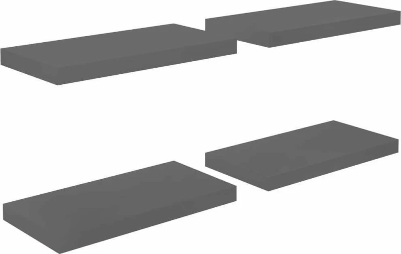 Ράφι Τοίχου S/4 Γυαλιστερό Γκρι 50x23x3.8cm