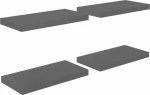 Ράφι Τοίχου S/4 Γυαλιστερό Γκρι 50x23x3.8cm
