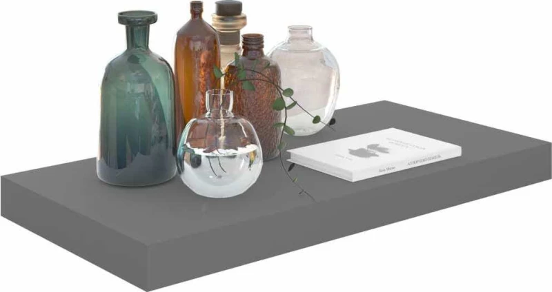 Ράφι Τοίχου Γυαλιστερό Γκρι 50x23x3.8cm