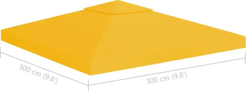 vidaXL Κάλυμμα για Κιόσκι 2 Επιπέδων Κίτρινο 3x3m 310gr/m² 312073