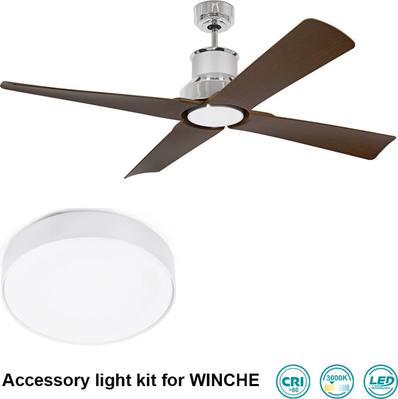 Faro Barcelona Winche Ανεμιστήρας Οροφής με Τηλεχειριστήριο Chrome