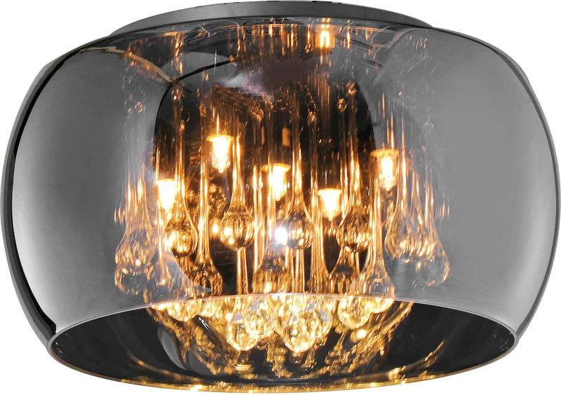 Trio Lighting Vapore Γυάλινη Πλαφονιέρα Οροφής Μαύρη