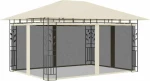 vidaXL Κιόσκι με Αντικουνουπικό Δίχτυ Κρεμ 4x3x2,73 μ. 180 γρ./μ²