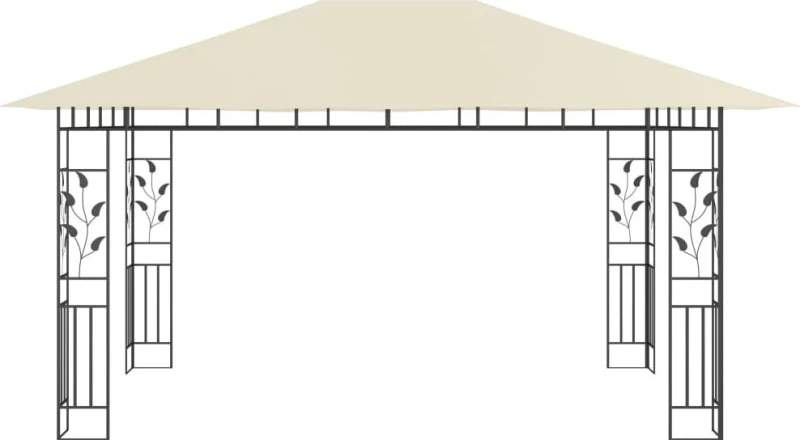 vidaXL Κιόσκι με Αντικουνουπικό Δίχτυ Κρεμ 4x3x2,73 μ. 180 γρ./μ²