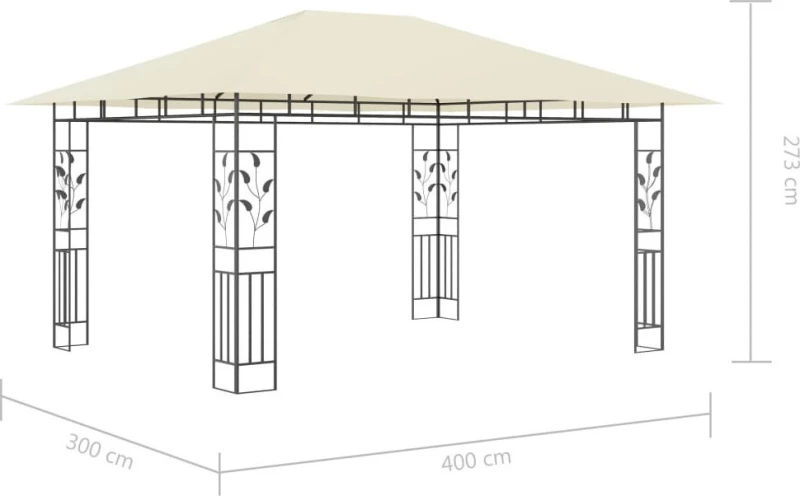 vidaXL Κιόσκι με Αντικουνουπικό Δίχτυ Κρεμ 4x3x2,73 μ. 180 γρ./μ²