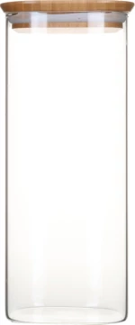 Pebbly Γυάλινο Βάζο Αποθήκευσης με καπάκι από Bamboo 2.2L Natural
