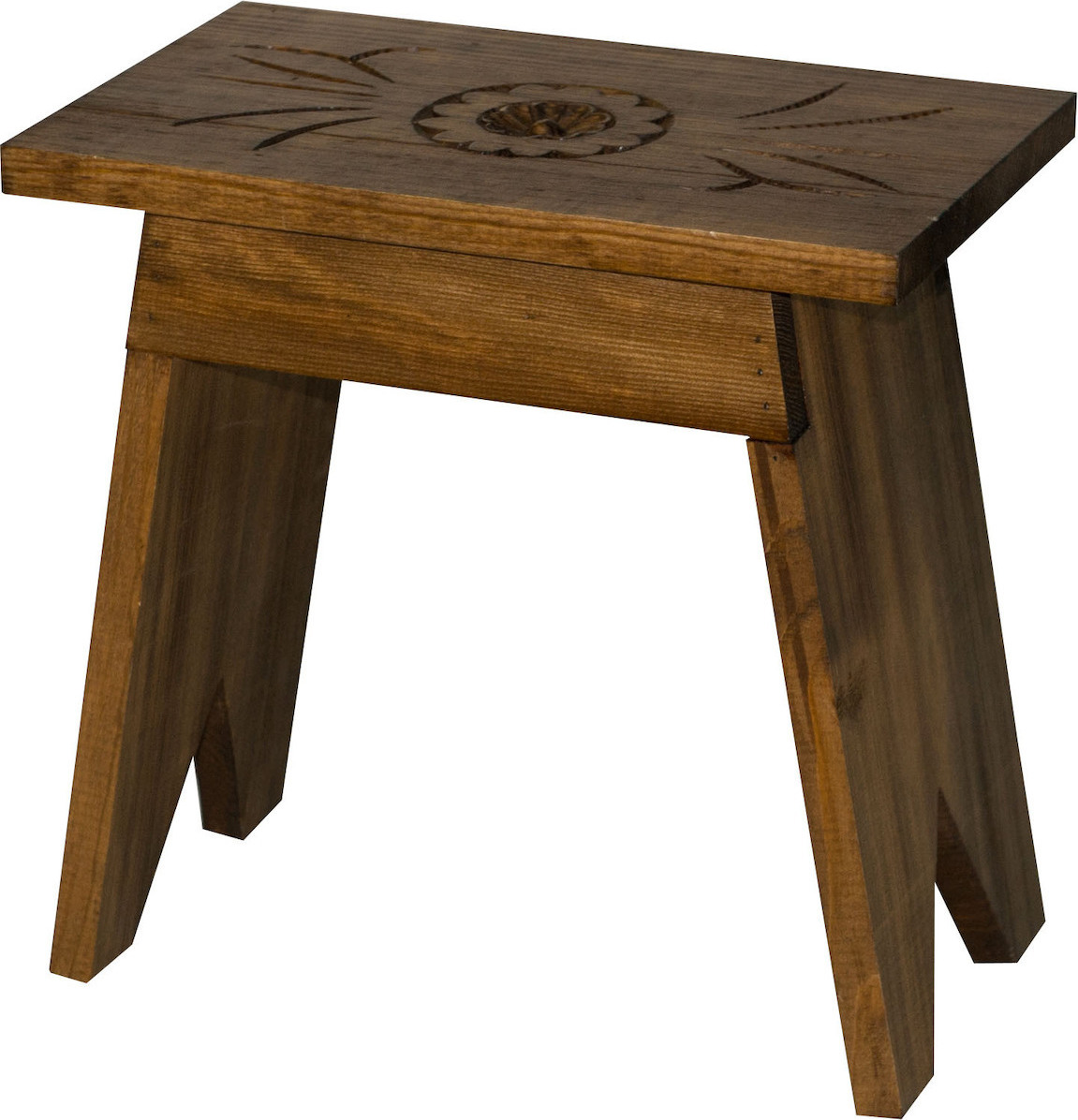 Σκαμπώ Σκαλιστό Ξύλινο Ορθογώνιο Οξιά Καφέ 430 33x20x32υψ