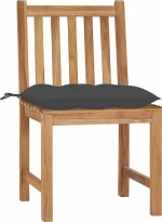 Πολυθρόνα Ξύλινη Teak & Μαξιλάρια Ανθρακί 4τμχ