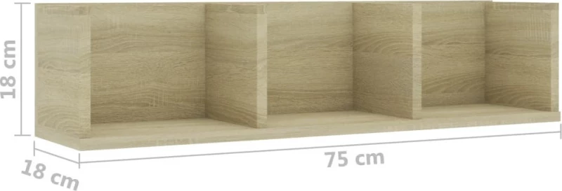 Ράφι Τοίχου για CD Sonoma Δρυς 75 x 18 x 18 εκ. Μοριοσανίδα
