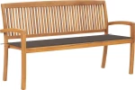 Παγκάκι 3063314 Ξύλο Teak / Taupe 159x57.5x90cm